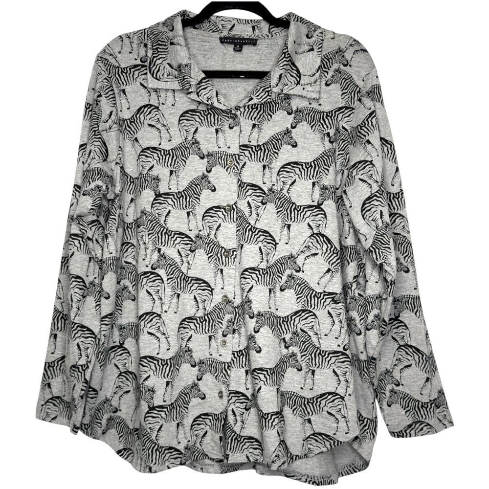Jane + Delancey Zebra Print Button Front Top - Si… - image 1